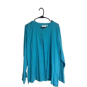 Susan‎ Graver d&co Long Sleeve Button Up Basic Casual Blouse Women's Size XL